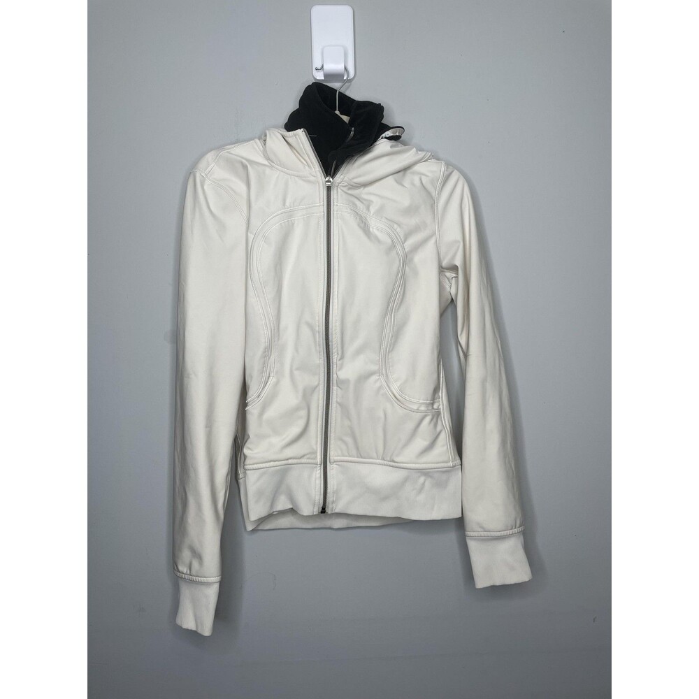 Lululemon Jacket Womens 8 White Uba Hooded Fleece Lined Running Athletic Special